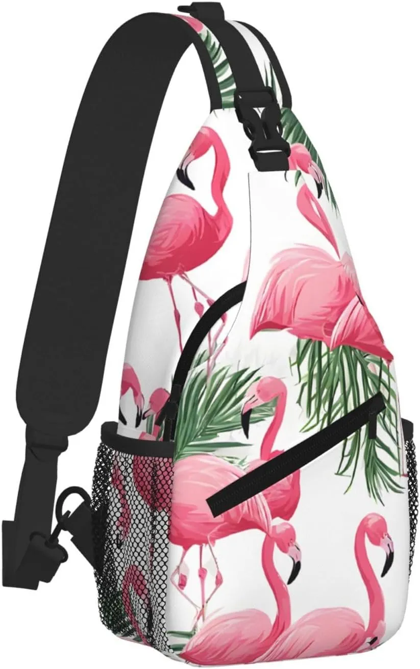 Flamingo Flowers Print Cross Chest Bag Diagonally For Short-Distance Travel And Daily Use