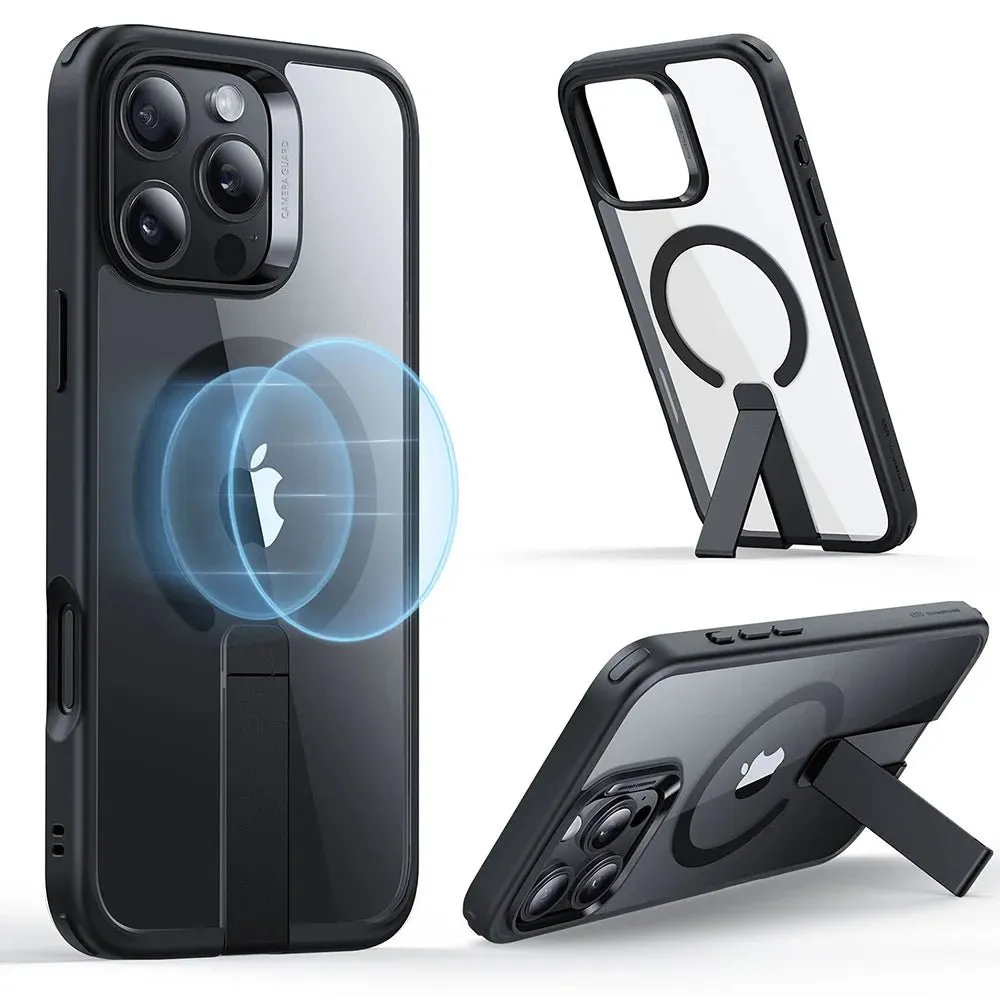 FlickStand HaloLock: Hidden Kickstand MagSafe iPhone Case | Shockproof Corner Airbags