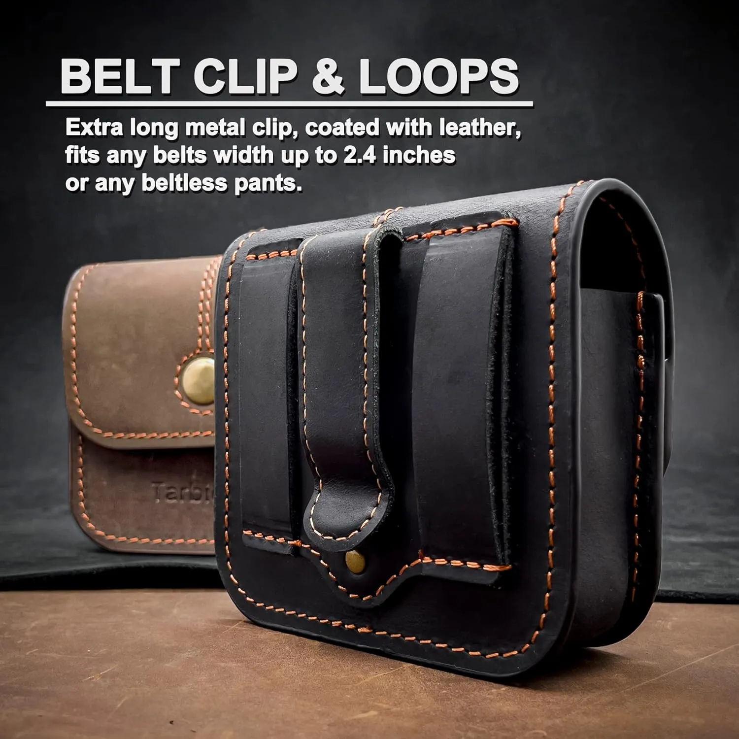 Flip Phone Holster for Motorola Razr, Samsung Z Flip 5/4/3 Series, Black Leather Belt Clip Case with Card Holder & Magnetic Closure