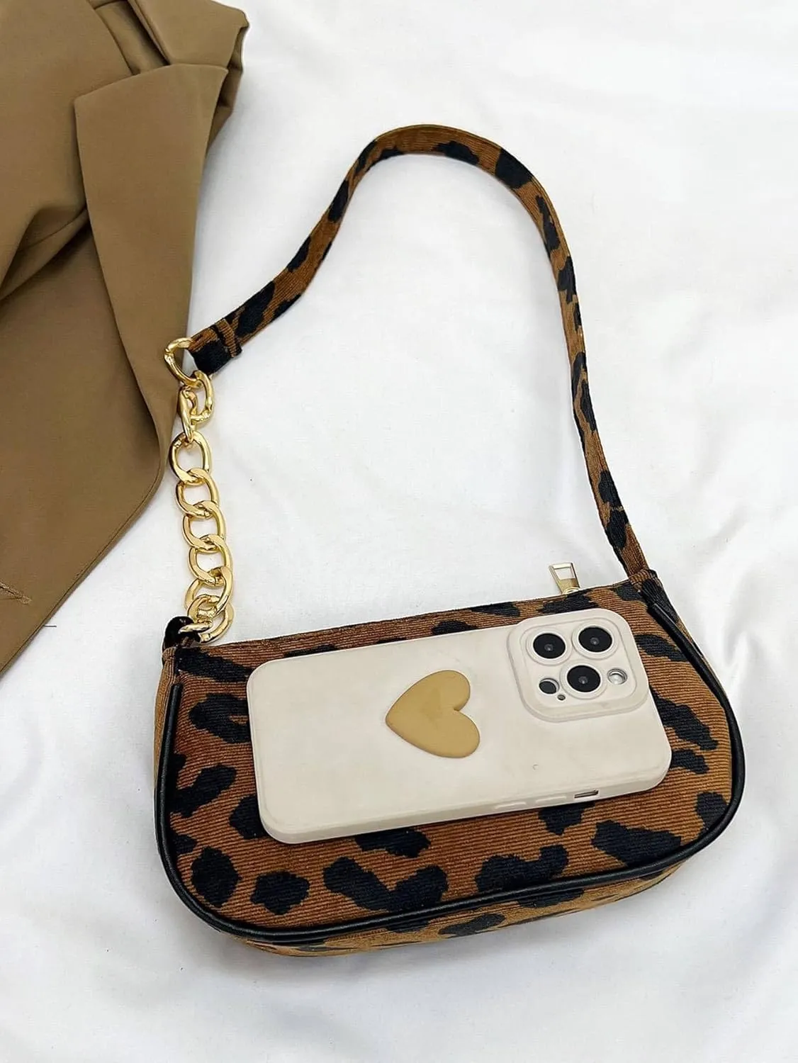 Floerns Women's Cheetah Print Shoulder Handbag Leopard Print 90s Zipper Punky Purse
