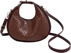 Floerns Women's Crossbody Bag Leather Weave Small Handbag Retro Crescent Bag