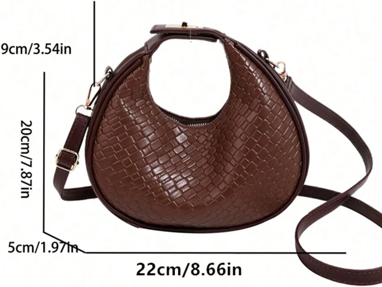 Floerns Women's Crossbody Bag Leather Weave Small Handbag Retro Crescent Bag
