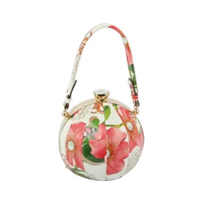 Flower Butterfly Print Patent Satchel Bag