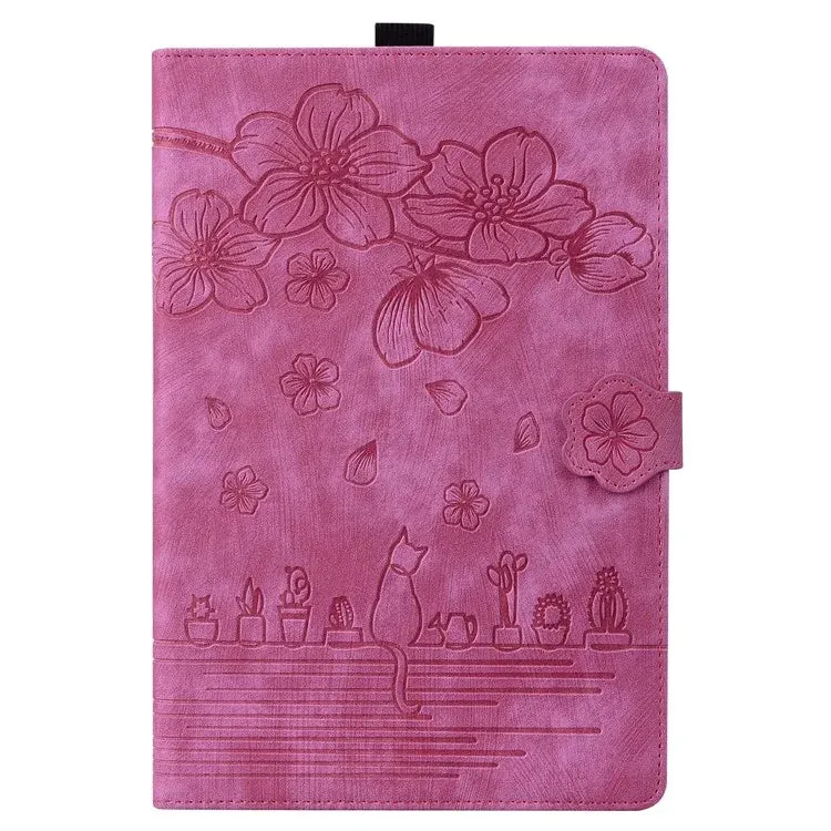 For Amazon Kindle Paperwhite (2024) Case Flip Stand Leather Tablet Cover Cherry Blossom Cat Imprinted
