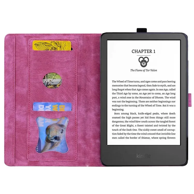 For Amazon Kindle Paperwhite (2024) Case Flip Stand Leather Tablet Cover Cherry Blossom Cat Imprinted