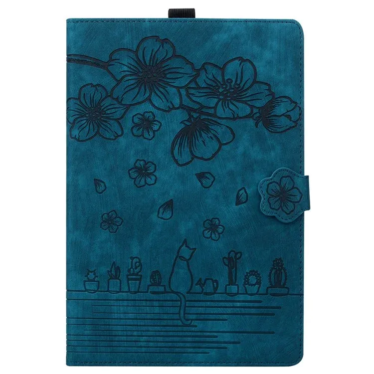 For Amazon Kindle Paperwhite (2024) Case Flip Stand Leather Tablet Cover Cherry Blossom Cat Imprinted