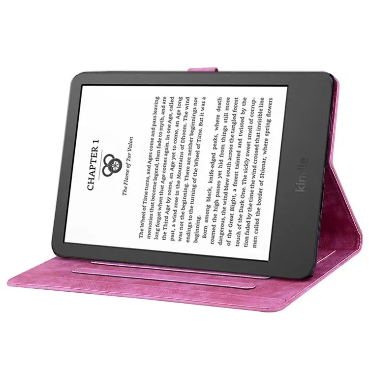 For Amazon Kindle Paperwhite (2024) Case Flip Stand Leather Tablet Cover Cherry Blossom Cat Imprinted