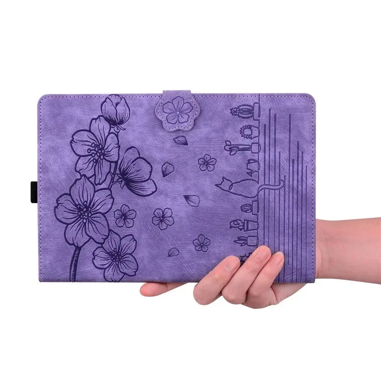 For Amazon Kindle Paperwhite (2024) Case Flip Stand Leather Tablet Cover Cherry Blossom Cat Imprinted