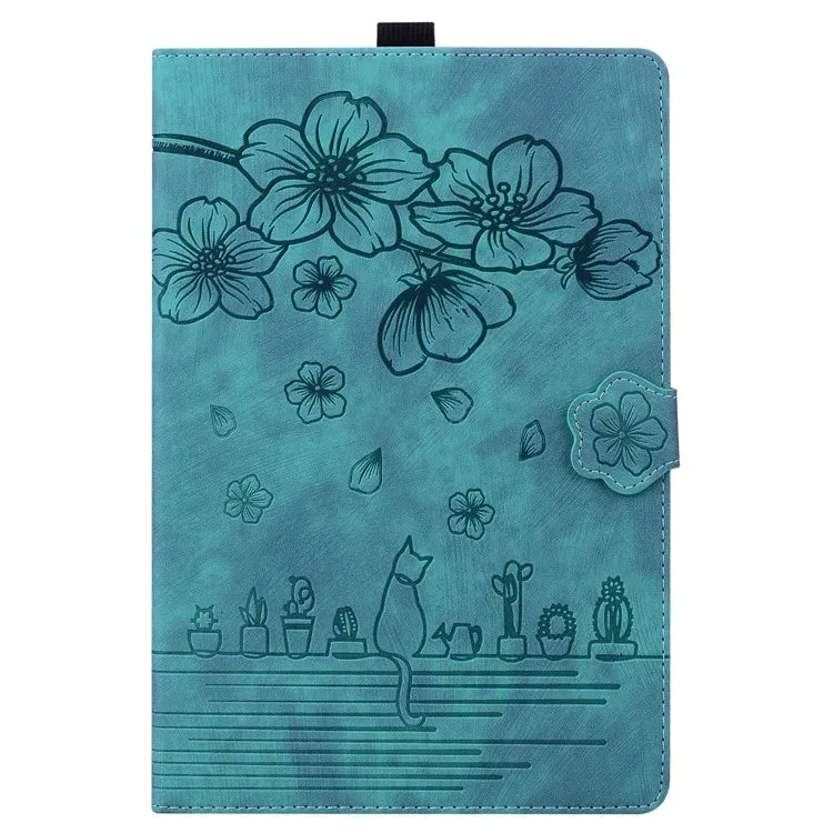 For Amazon Kindle Paperwhite (2024) Case Flip Stand Leather Tablet Cover Cherry Blossom Cat Imprinted