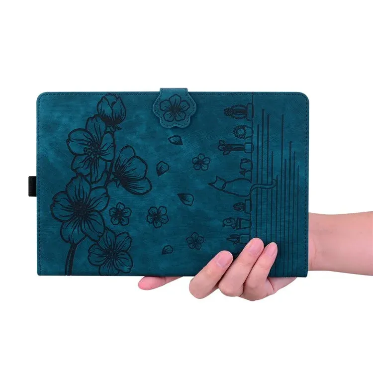 For Amazon Kindle Paperwhite (2024) Case Flip Stand Leather Tablet Cover Cherry Blossom Cat Imprinted