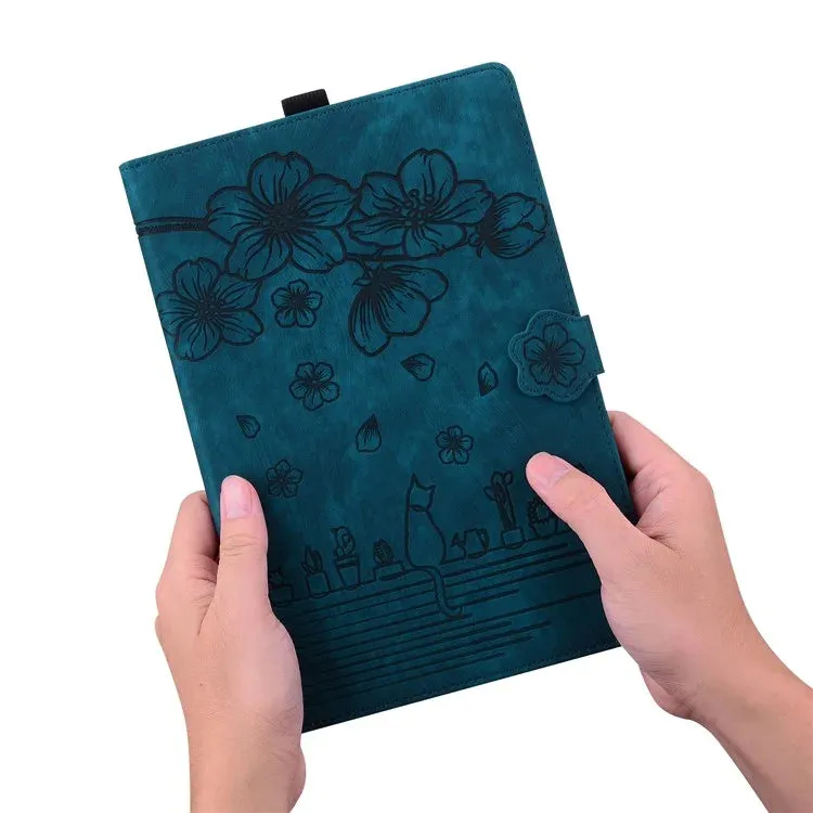 For Amazon Kindle Paperwhite (2024) Case Flip Stand Leather Tablet Cover Cherry Blossom Cat Imprinted