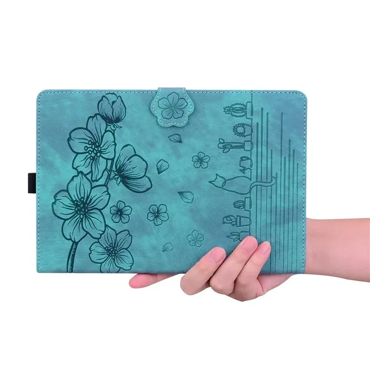 For Amazon Kindle Paperwhite (2024) Case Flip Stand Leather Tablet Cover Cherry Blossom Cat Imprinted