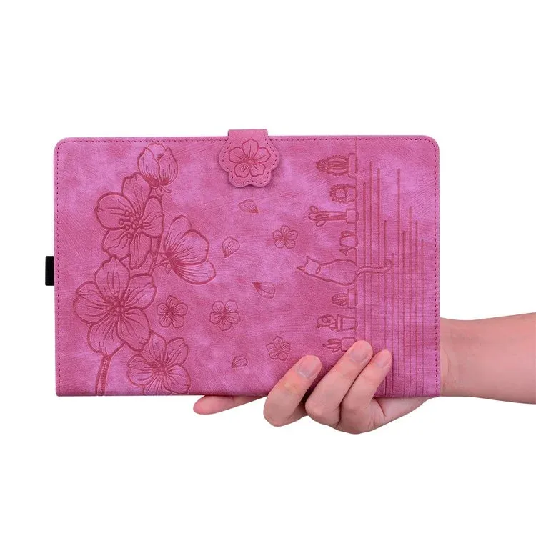 For Amazon Kindle Paperwhite (2024) Case Flip Stand Leather Tablet Cover Cherry Blossom Cat Imprinted