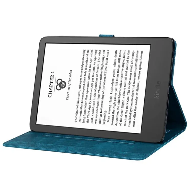 For Amazon Kindle Paperwhite (2024) Case Flip Stand Leather Tablet Cover Cherry Blossom Cat Imprinted