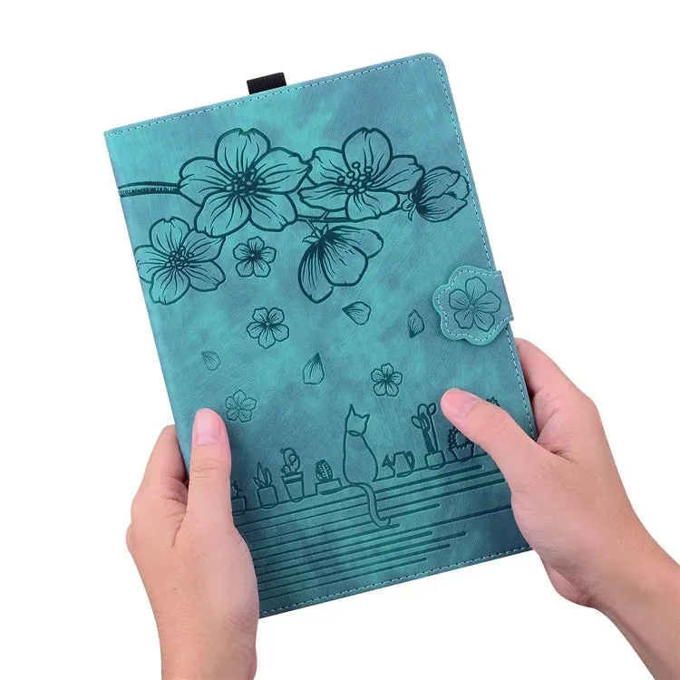 For Amazon Kindle Paperwhite (2024) Case Flip Stand Leather Tablet Cover Cherry Blossom Cat Imprinted