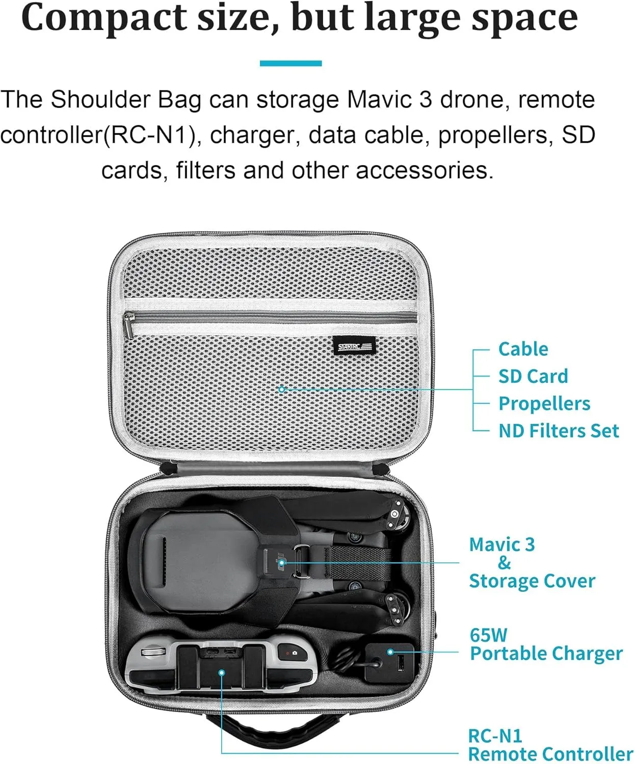 For DJI Mavic 3 / Mavic 3 Classic Drone Portable Storage Bag Travel Bag Handbag DJI Mavic 3 / Mavic 3 Classic Case Accessory Case (1110303)