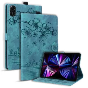 For Honor Pad X8a Case Flip Stand Leather Tablet Cover Cherry Blossom Cat Imprinted