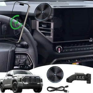 for Toyota Tundra Phone Mount 15W Fast Wireless Charger for 2024 Tundra Phone Holder Tundra Accessories Custom Fit Tundra 2022-present Compatible for All Cell Phones