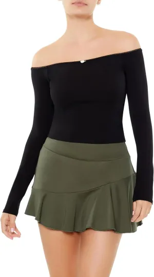 Forever 21 Women's Rosette Off-The-Shoulder Top