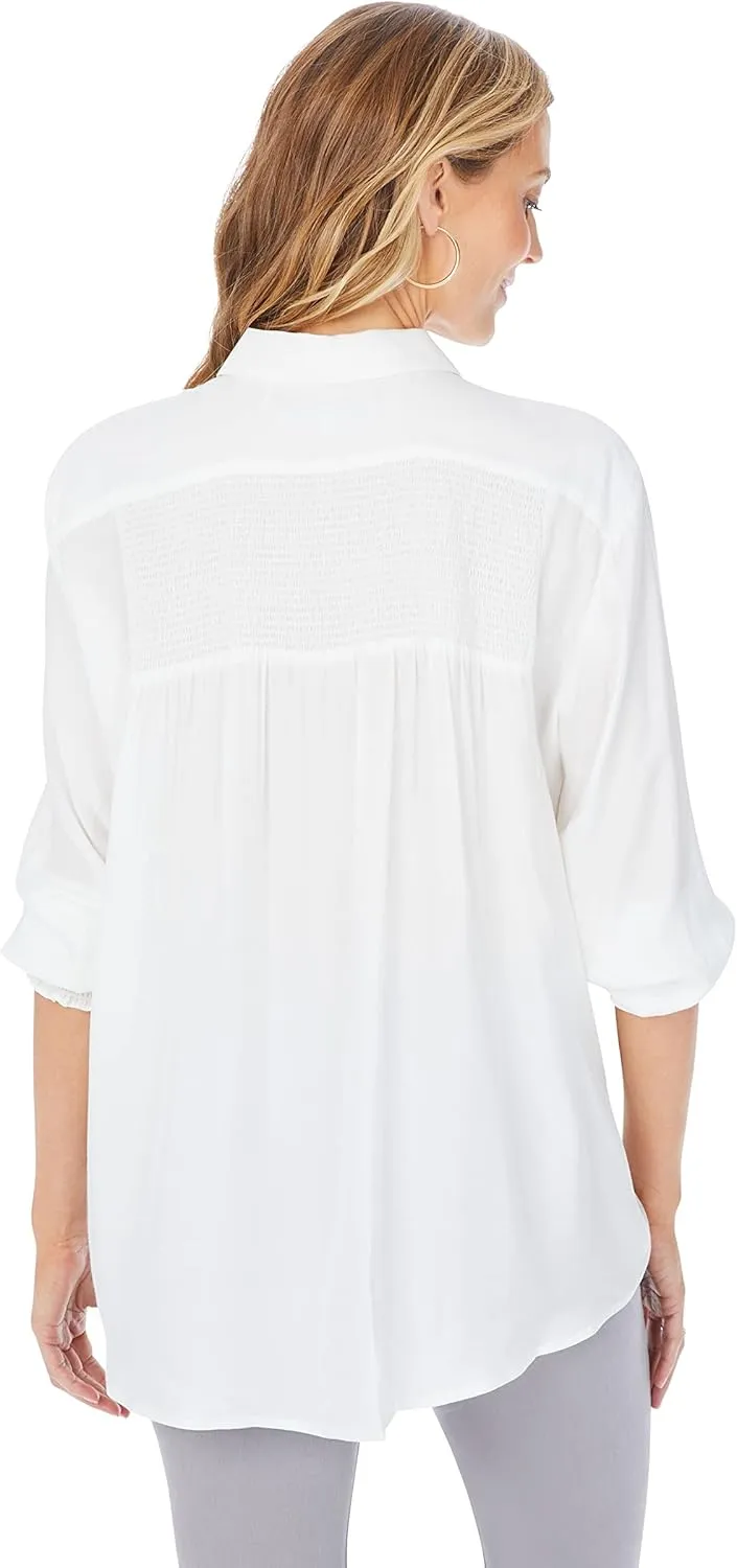 Foxcroft Women's Althea Long Sleeve Solid Satin Blouse