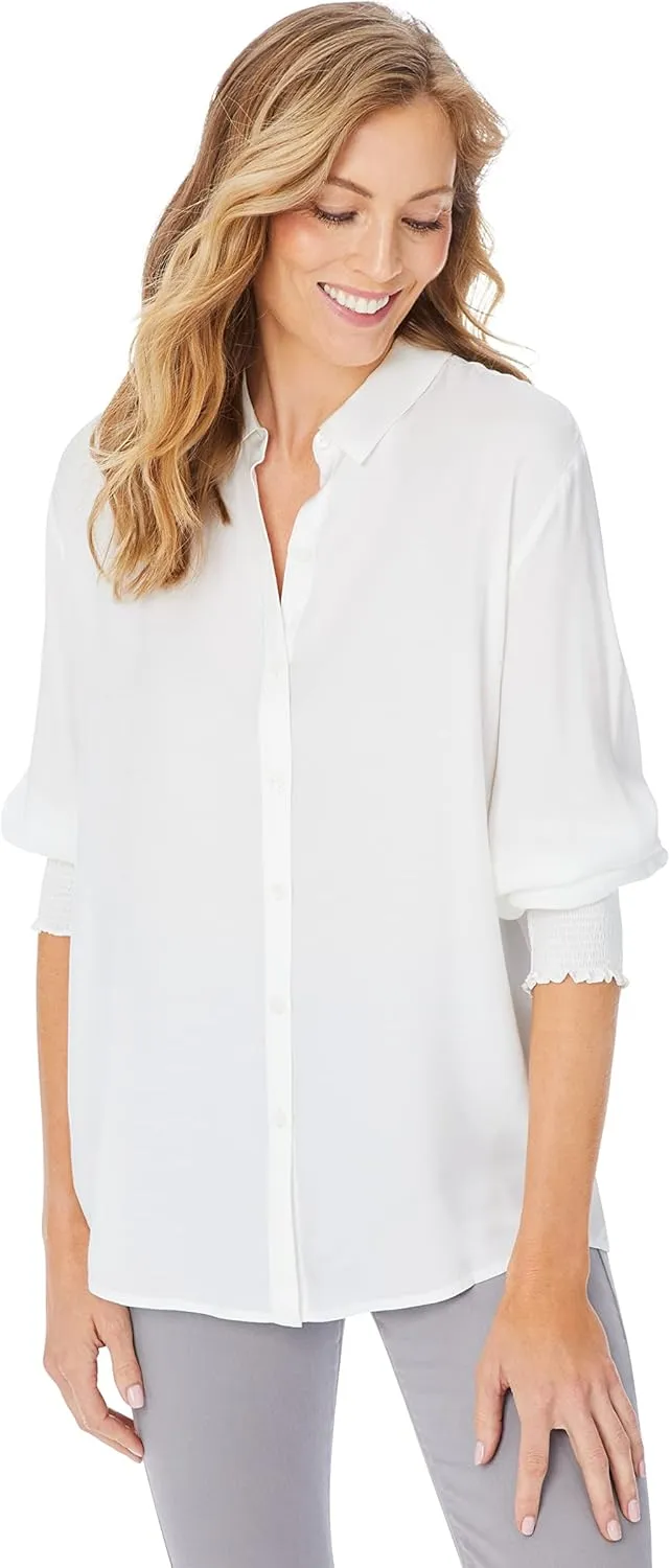 Foxcroft Women's Althea Long Sleeve Solid Satin Blouse