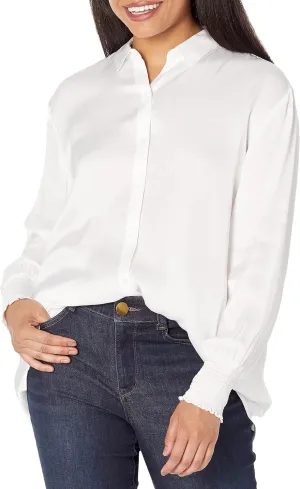 Foxcroft Women's Althea Long Sleeve Solid Satin Blouse
