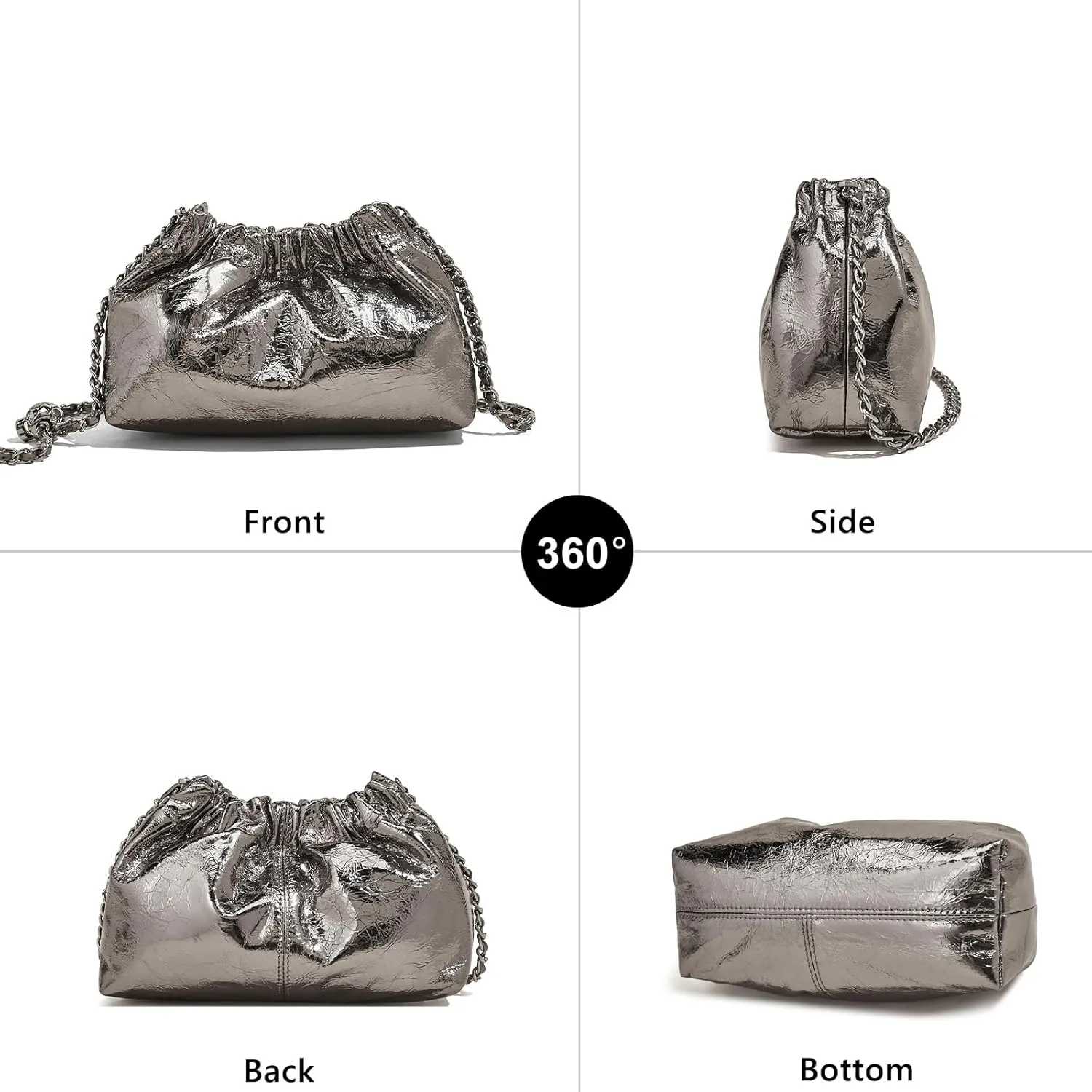 FOXLOVER Mini Size Cell Phone Crossbody Bags for Women Cowhide Leather Trendy Magnetic Closure Purses Chain Straps