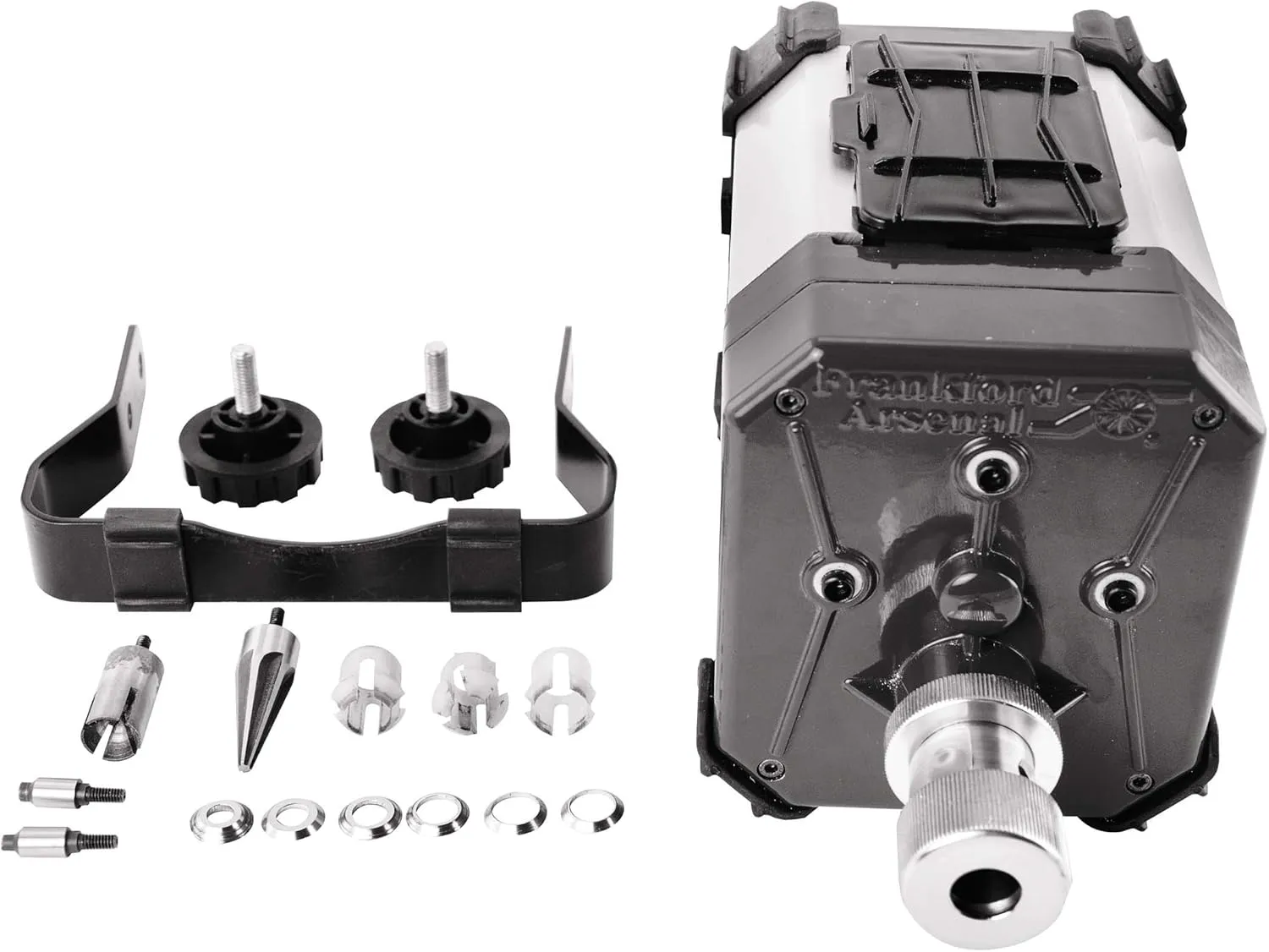 Frankford Arsenal Case Trim and Prep Center European 240V with Hardened Steel Chamfer Deburr Tool and Primer Pocket Scrapers for Reloading (European Plugs only)