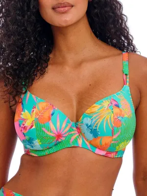 Freya Isla Margarita Underwire Plunge Bikini Top (206502),36D,Jade