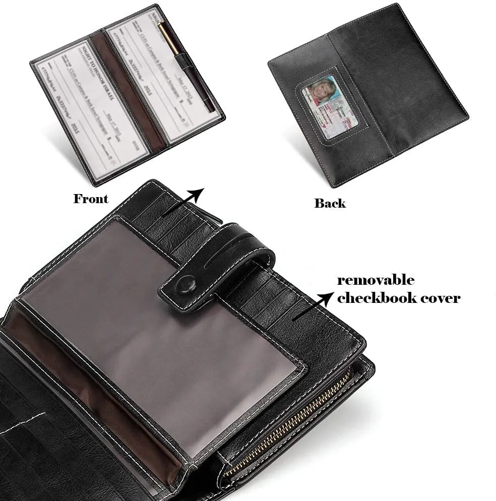 FT FUNTOR Women's Big Fat RFID Blocking Wallet Leather Zip Around Clutch Large Phone Organizer Wristlet