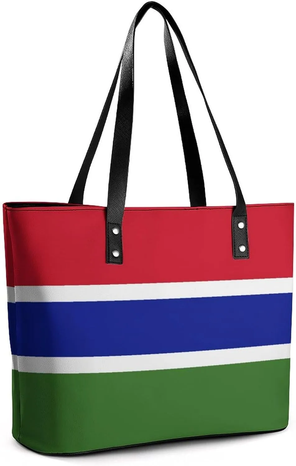 Functional Haiti-Flag Shoulder Tote Bag Women Zipper Leather for Daily Essentials