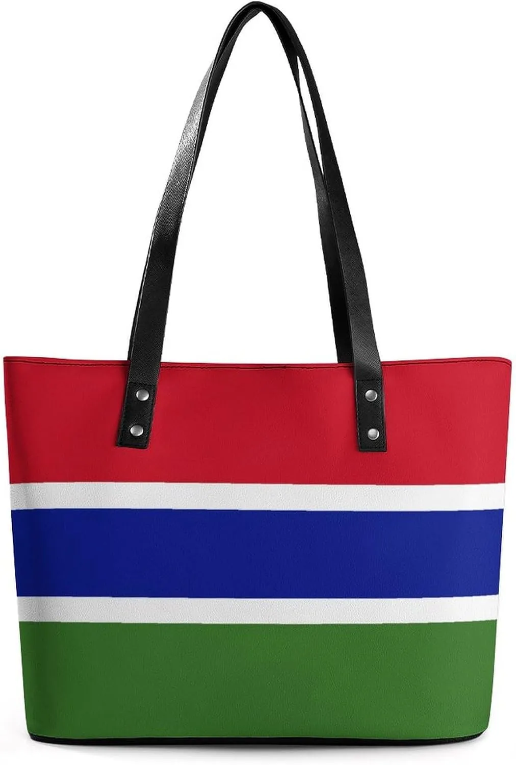 Functional Haiti-Flag Shoulder Tote Bag Women Zipper Leather for Daily Essentials