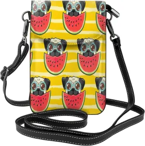 Funny French Bullfighting Watermelon Print crossbody cell phone purse for women,trendy mini handbag with credit card slots