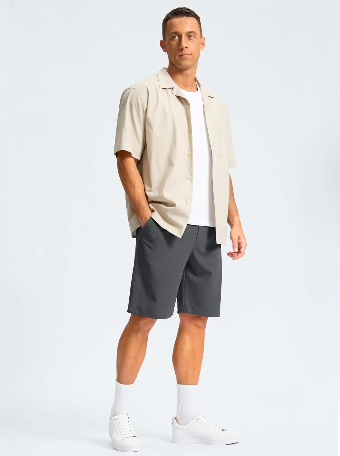 G Gradual Men's Casual Shorts 9" Lightweight Golf Shorts for Men Stretch with 3 Pockets Quick Dry Breathable Work Shorts