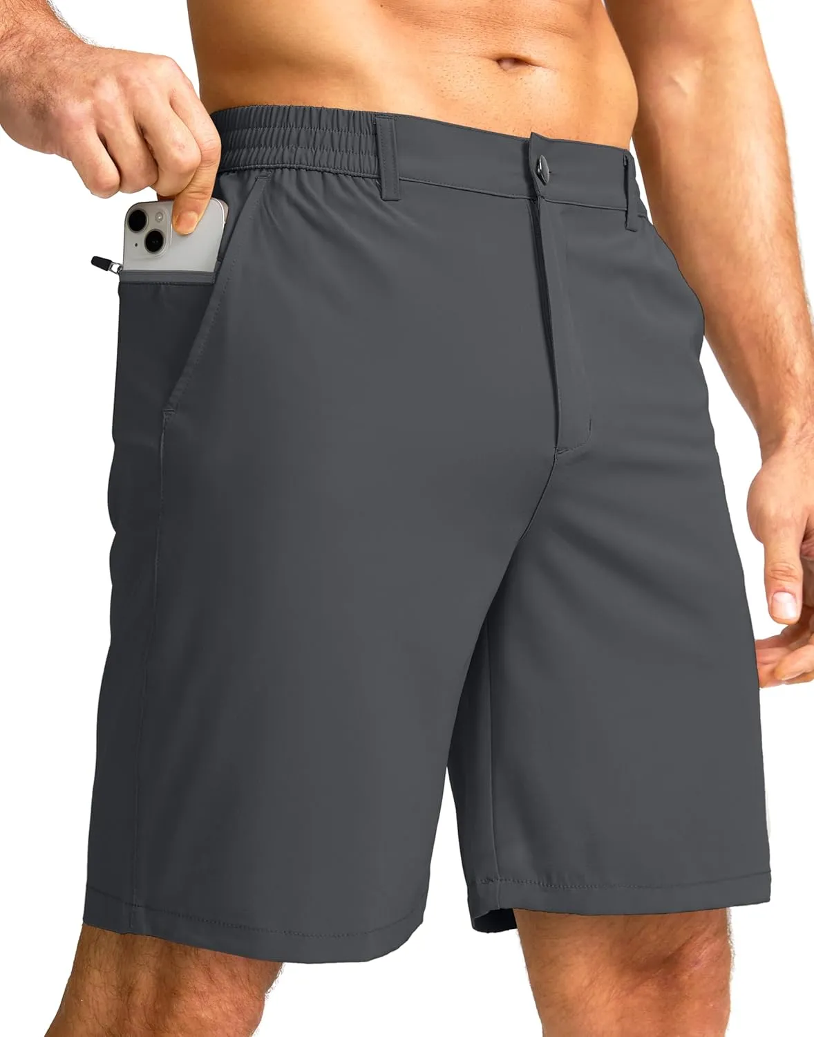 G Gradual Men's Casual Shorts 9" Lightweight Golf Shorts for Men Stretch with 3 Pockets Quick Dry Breathable Work Shorts