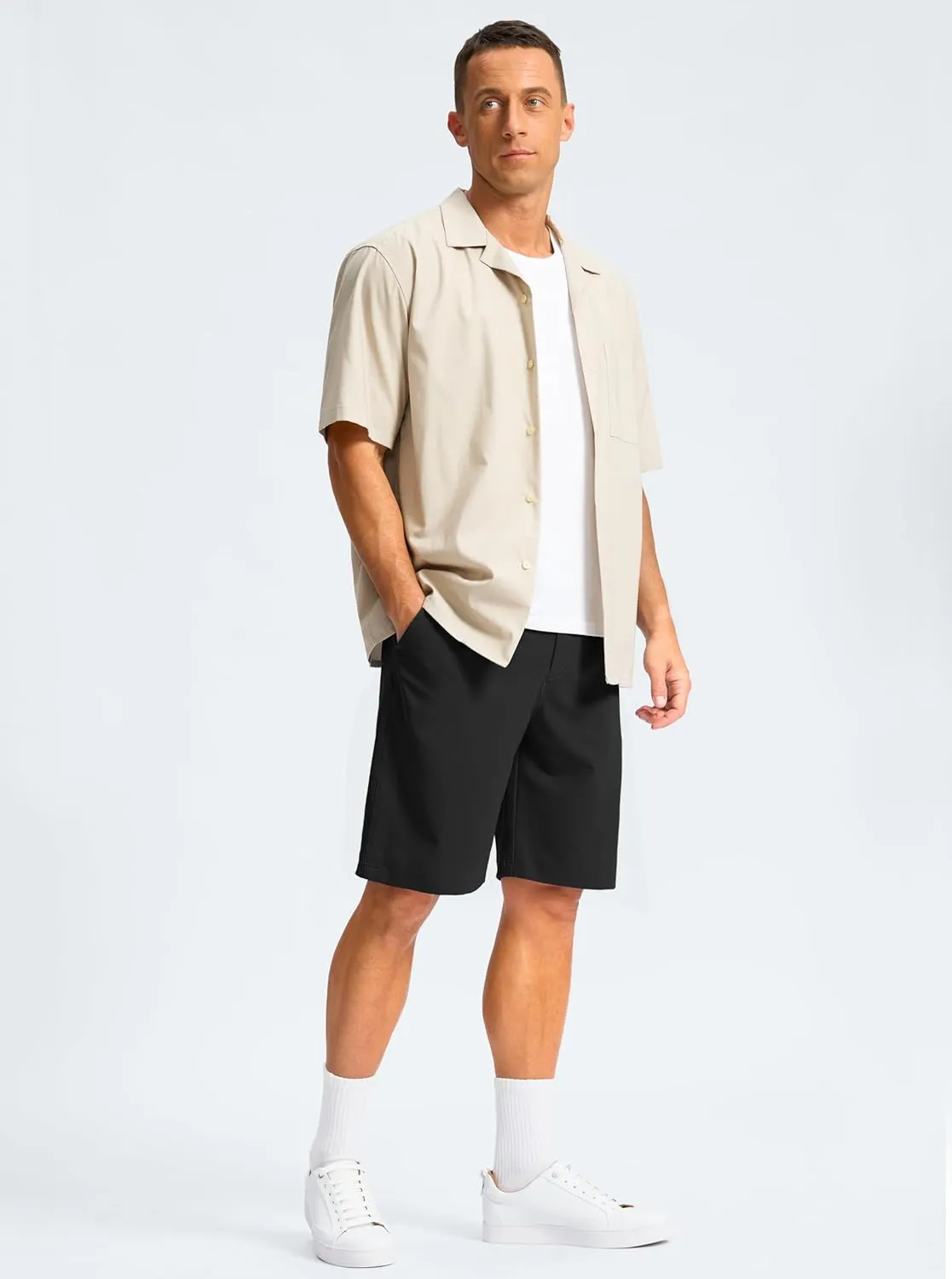 G Gradual Men's Casual Shorts 9" Lightweight Golf Shorts for Men Stretch with 3 Pockets Quick Dry Breathable Work Shorts