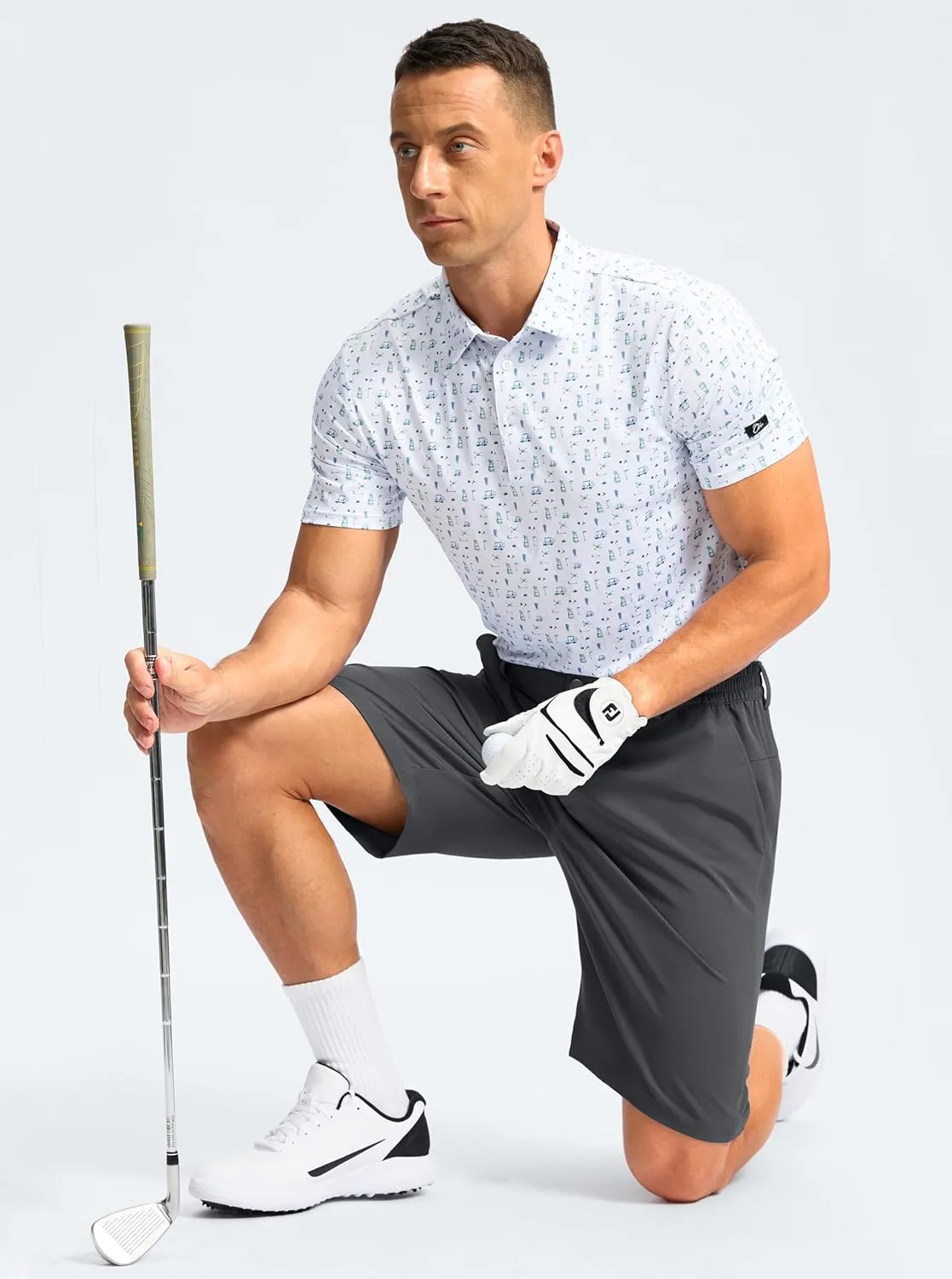 G Gradual Men's Casual Shorts 9" Lightweight Golf Shorts for Men Stretch with 3 Pockets Quick Dry Breathable Work Shorts