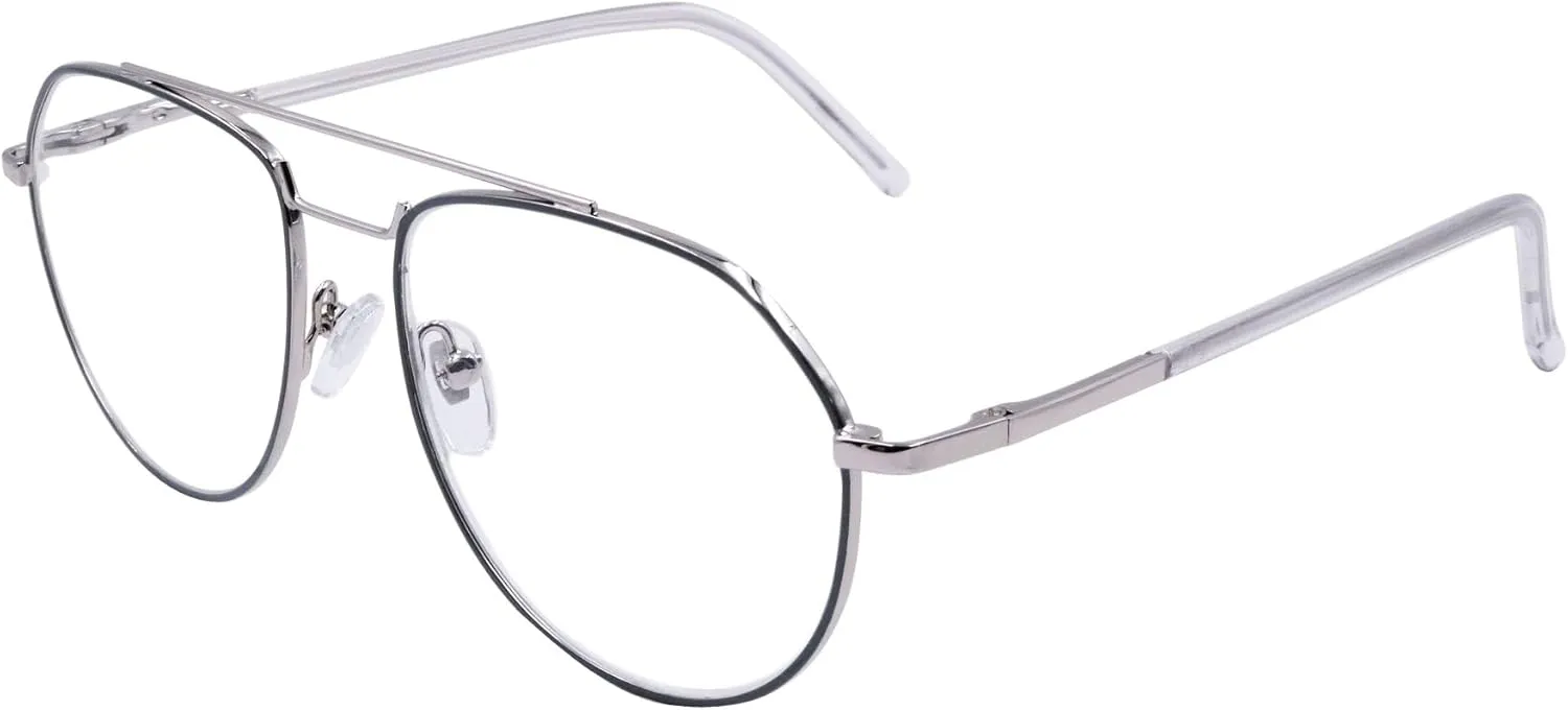 Gabriel   Simone Morty Reading Glasses for Men and Women Aviator Frame, Blue Light Blocking, Scratch-Resistant Lense Case