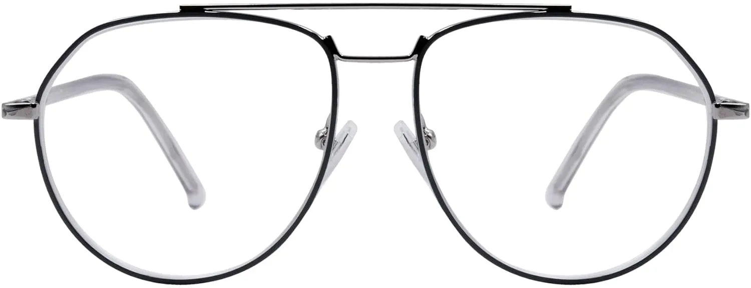 Gabriel   Simone Morty Reading Glasses for Men and Women Aviator Frame, Blue Light Blocking, Scratch-Resistant Lense Case