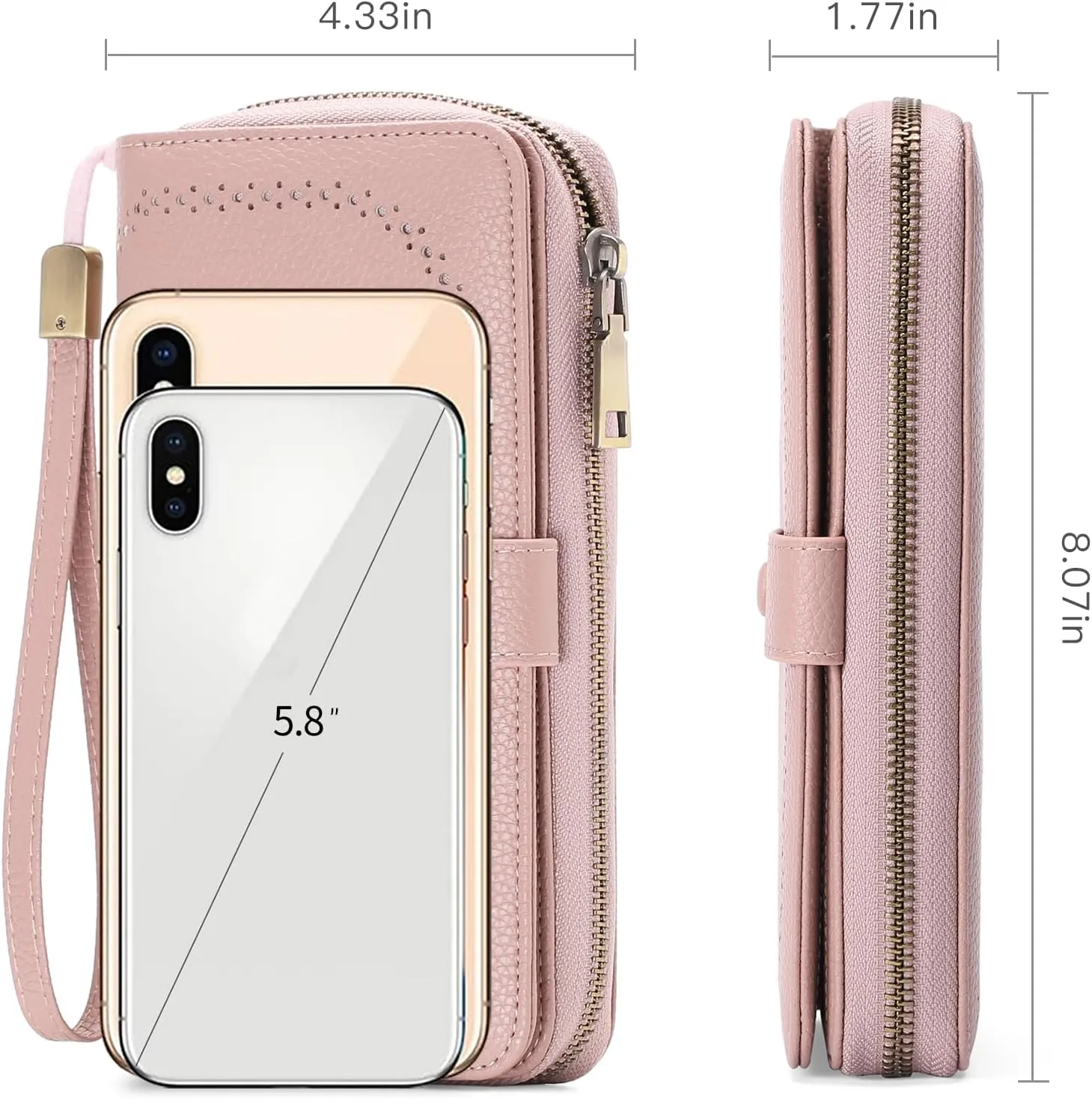 GAEKEAO Leather Credit Card Holder Wallet for Women RFID Blocking Large Capacity Bifold Zipper Card Case Organizer with Wristlet 45 Slots