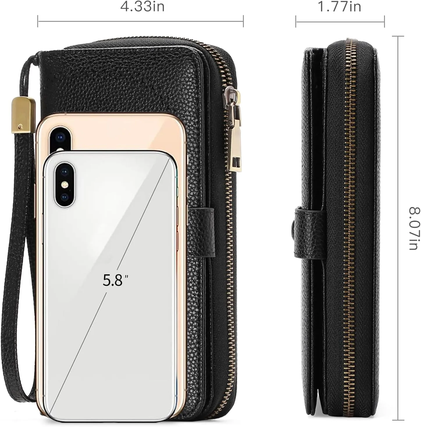 GAEKEAO Leather Credit Card Holder Wallet for Women RFID Blocking Large Capacity Bifold Zipper Card Case Organizer with Wristlet 45 Slots