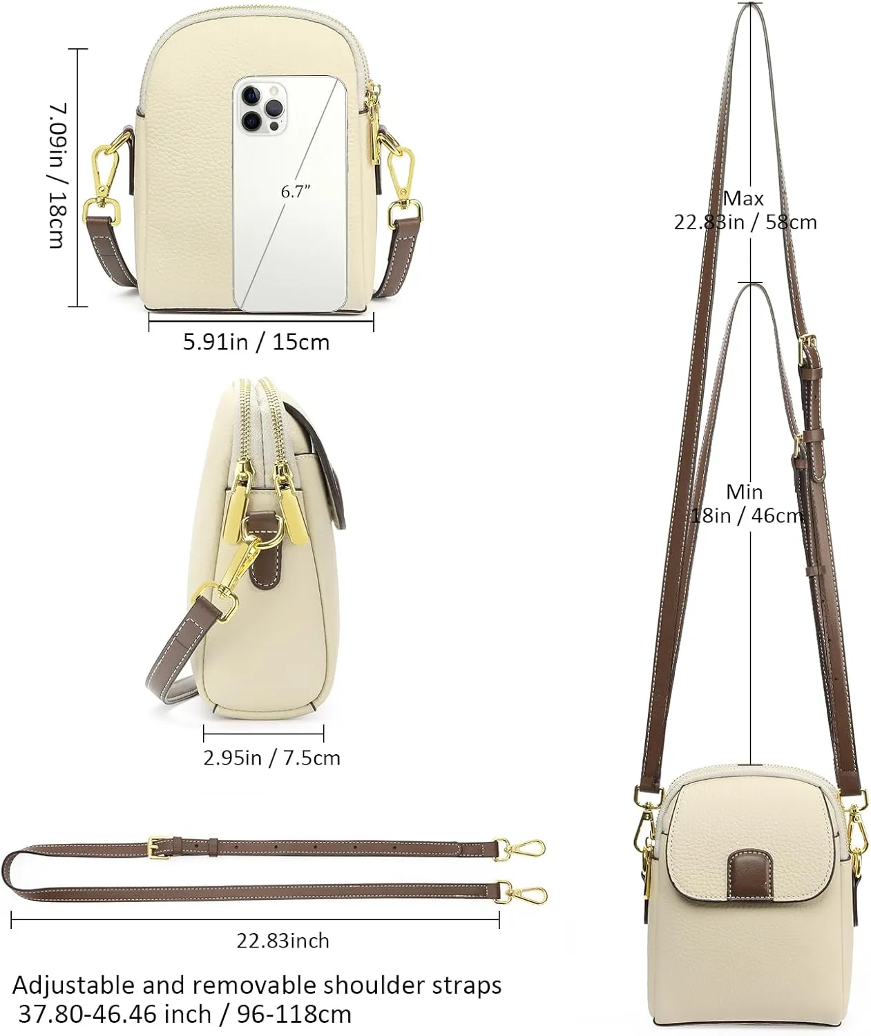 GAEKEAO Small Crossbody Bags for Women Leather Cell Phone Purse Bag Wallet with RFID Blocking Credit Card Slots