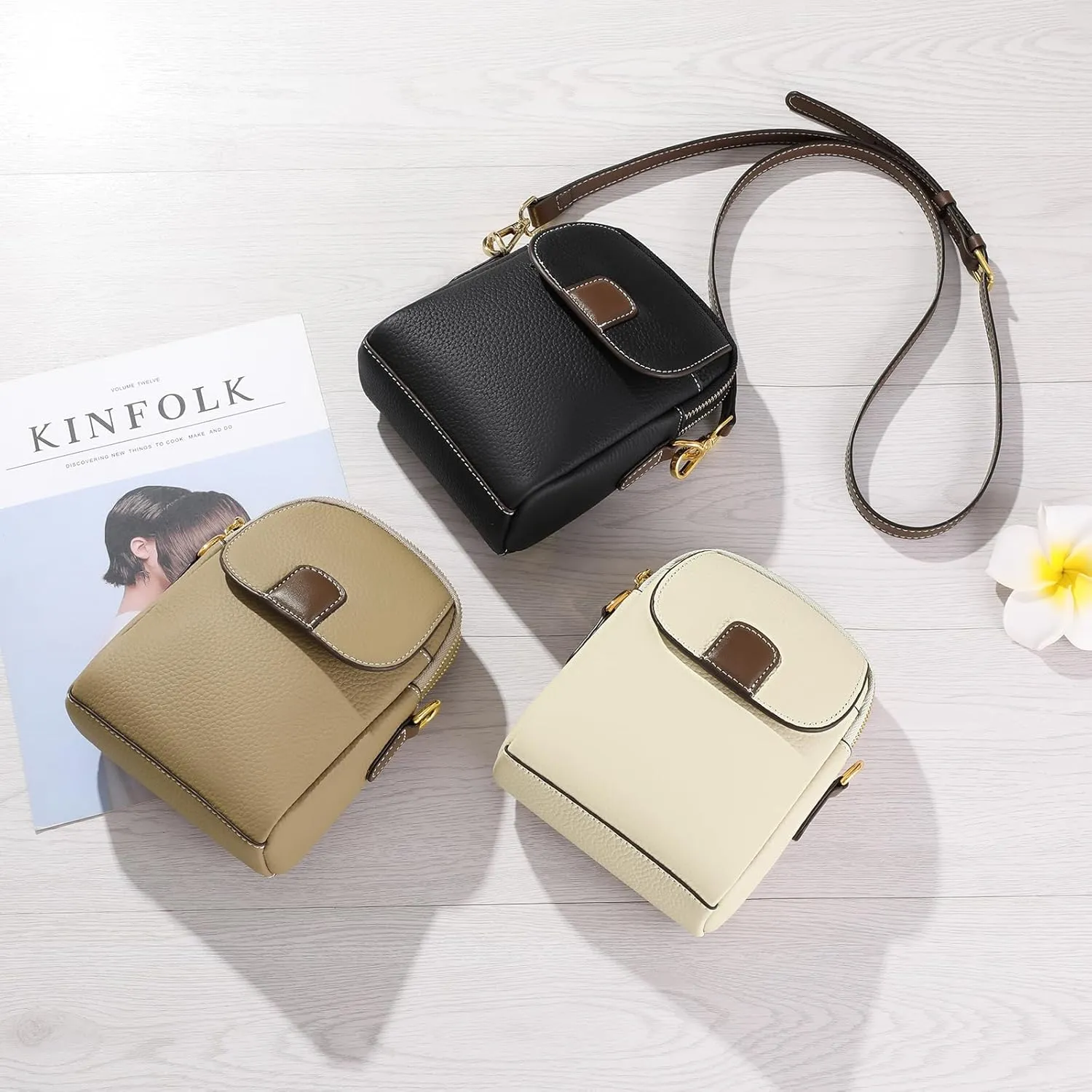 GAEKEAO Small Crossbody Bags for Women Leather Cell Phone Purse Bag Wallet with RFID Blocking Credit Card Slots