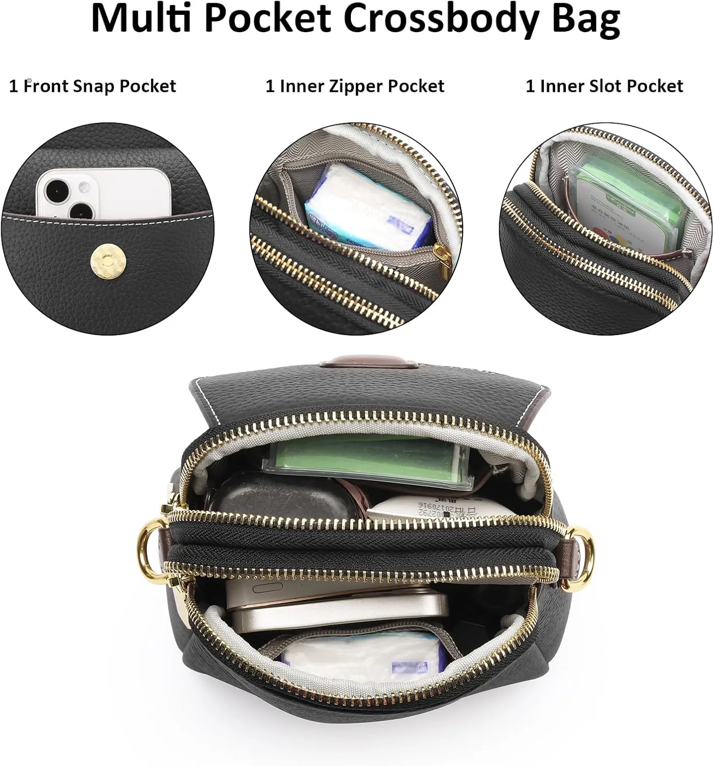 GAEKEAO Small Crossbody Bags for Women Leather Cell Phone Purse Bag Wallet with RFID Blocking Credit Card Slots