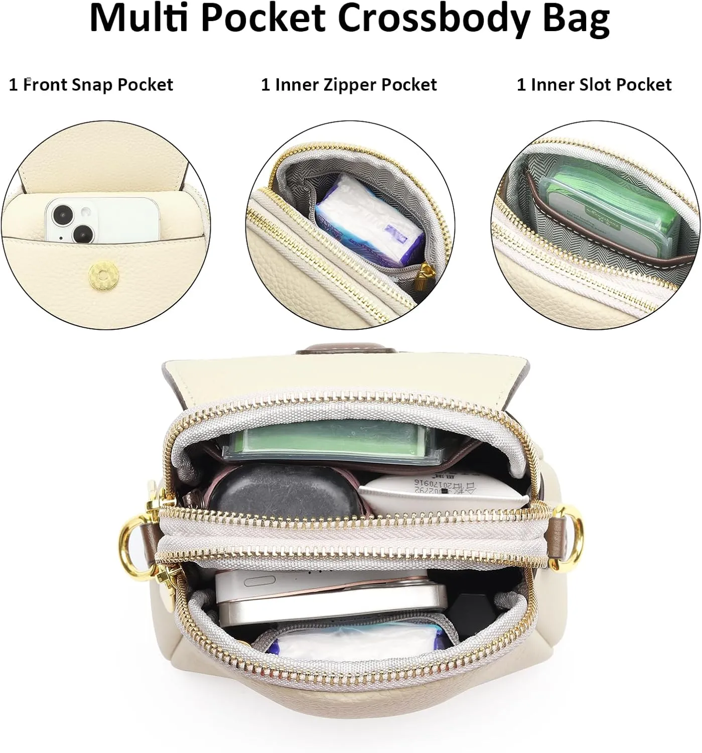 GAEKEAO Small Crossbody Bags for Women Leather Cell Phone Purse Bag Wallet with RFID Blocking Credit Card Slots
