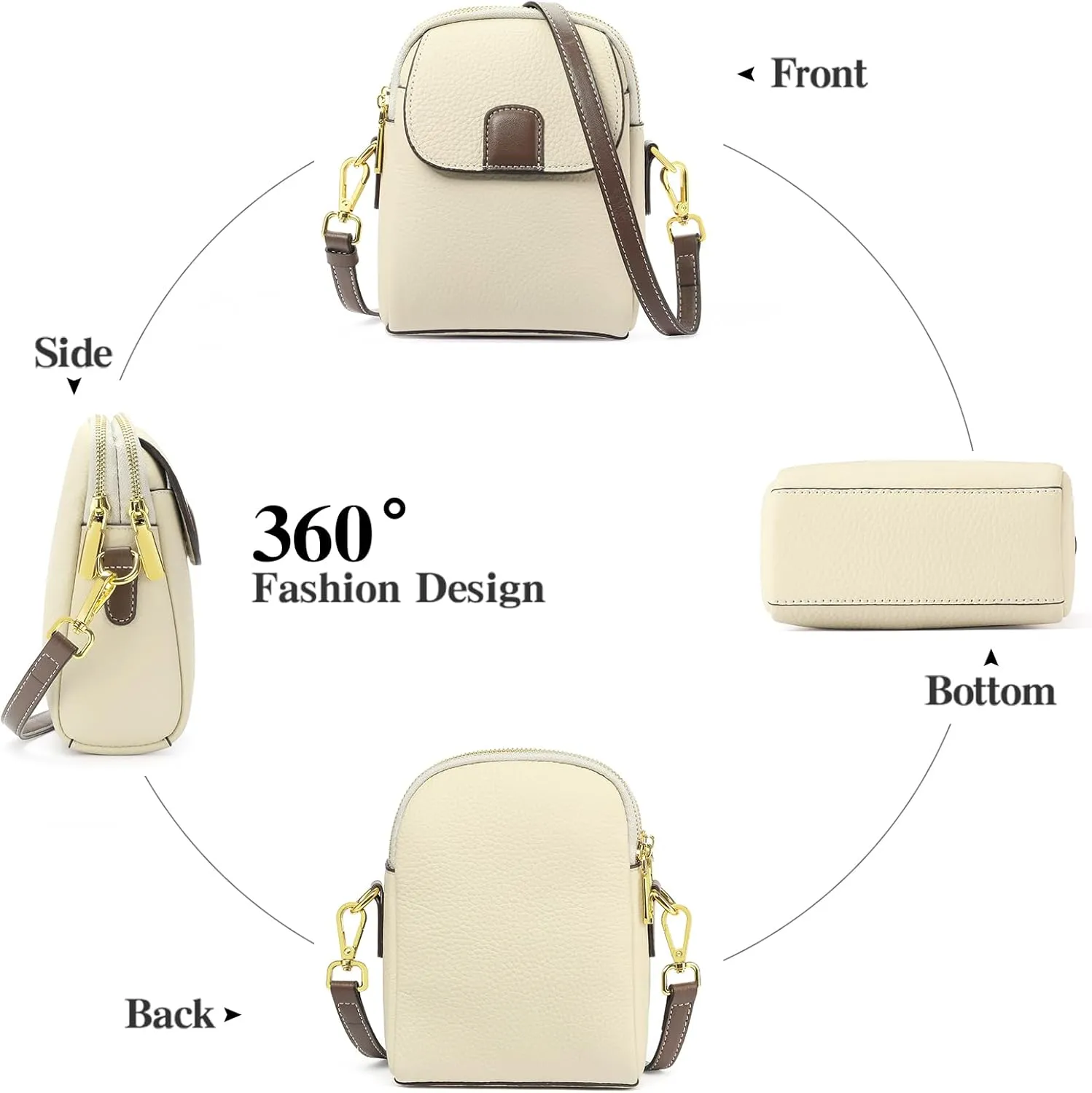 GAEKEAO Small Crossbody Bags for Women Leather Cell Phone Purse Bag Wallet with RFID Blocking Credit Card Slots