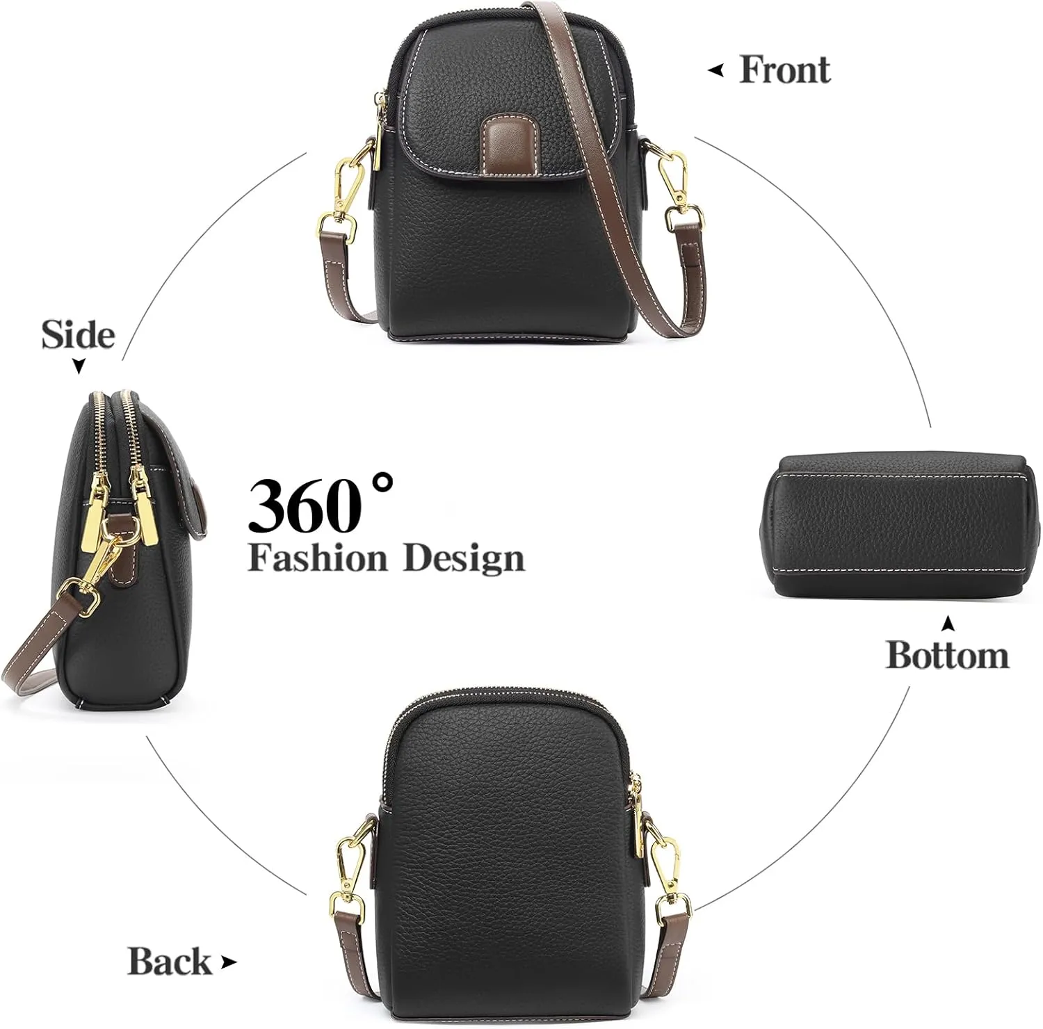 GAEKEAO Small Crossbody Bags for Women Leather Cell Phone Purse Bag Wallet with RFID Blocking Credit Card Slots