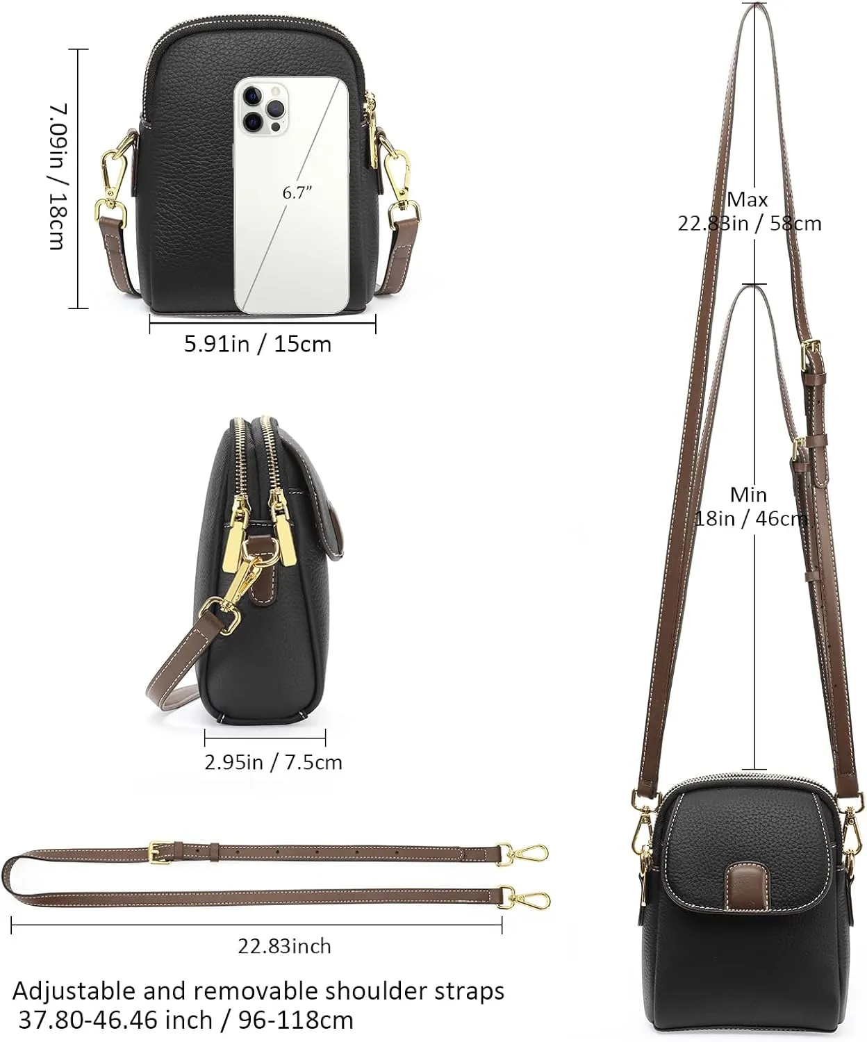 GAEKEAO Small Crossbody Bags for Women Leather Cell Phone Purse Bag Wallet with RFID Blocking Credit Card Slots