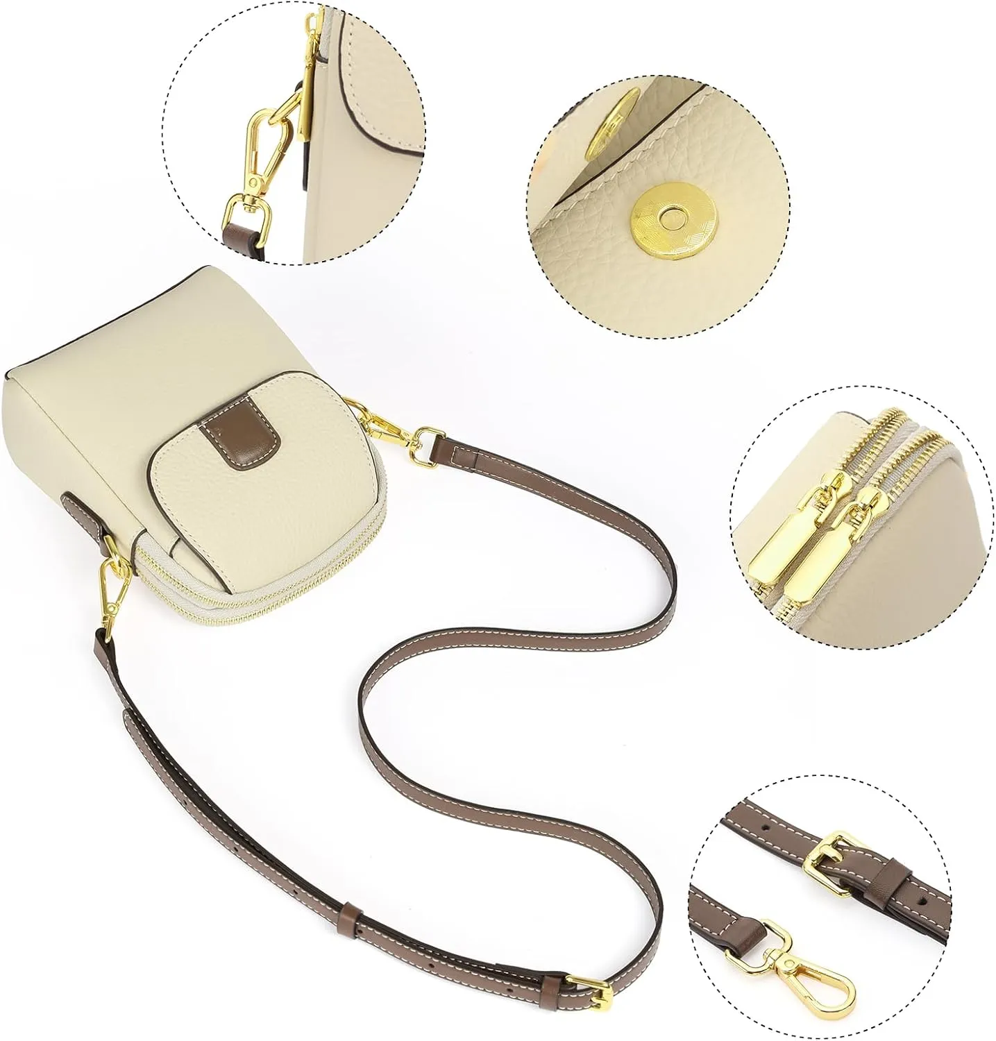 GAEKEAO Small Crossbody Bags for Women Leather Cell Phone Purse Bag Wallet with RFID Blocking Credit Card Slots