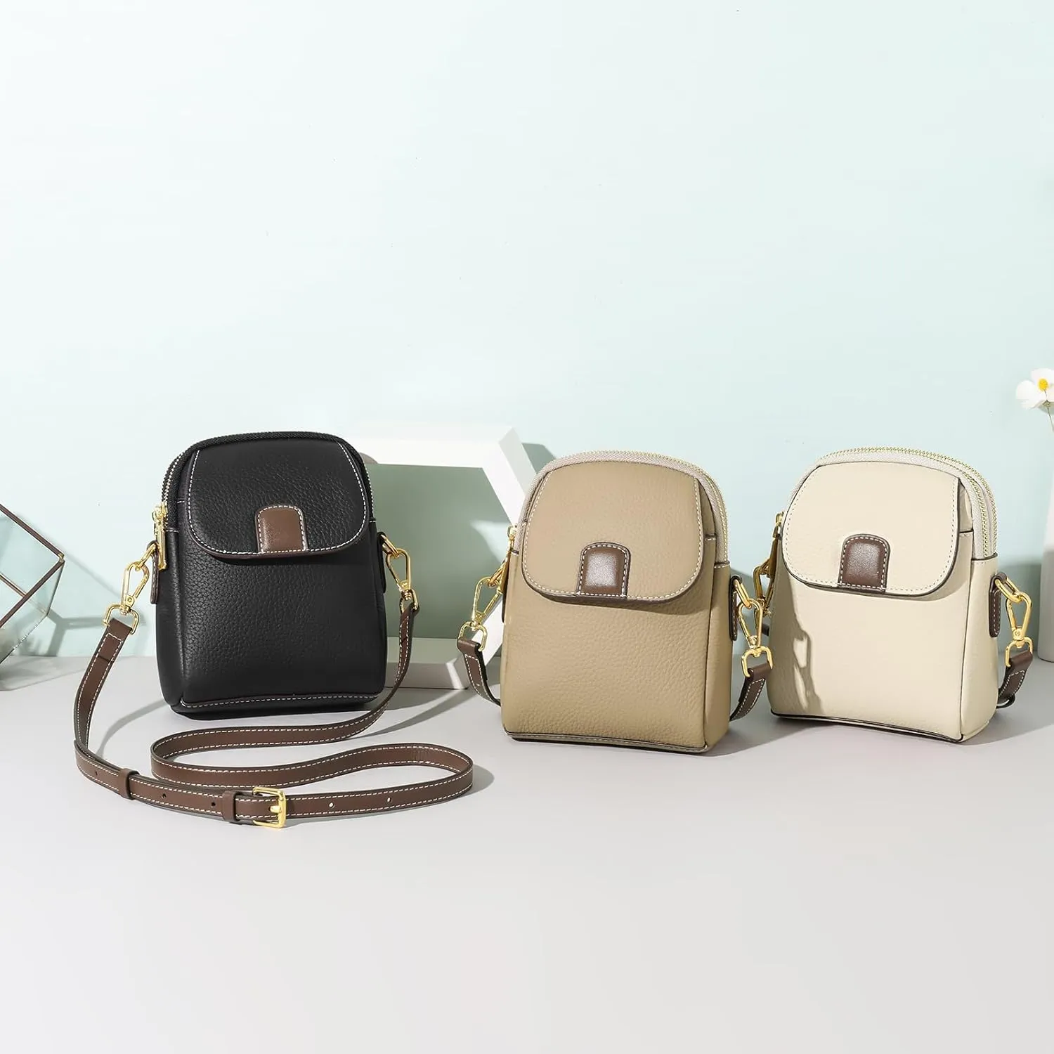 GAEKEAO Small Crossbody Bags for Women Leather Cell Phone Purse Bag Wallet with RFID Blocking Credit Card Slots